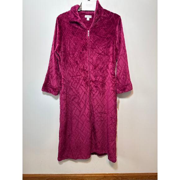 Brand New Miss Elaine Women's Large Wine Pink Red Plus Teddy Robe Sleepwear - Picture 4 of 8
